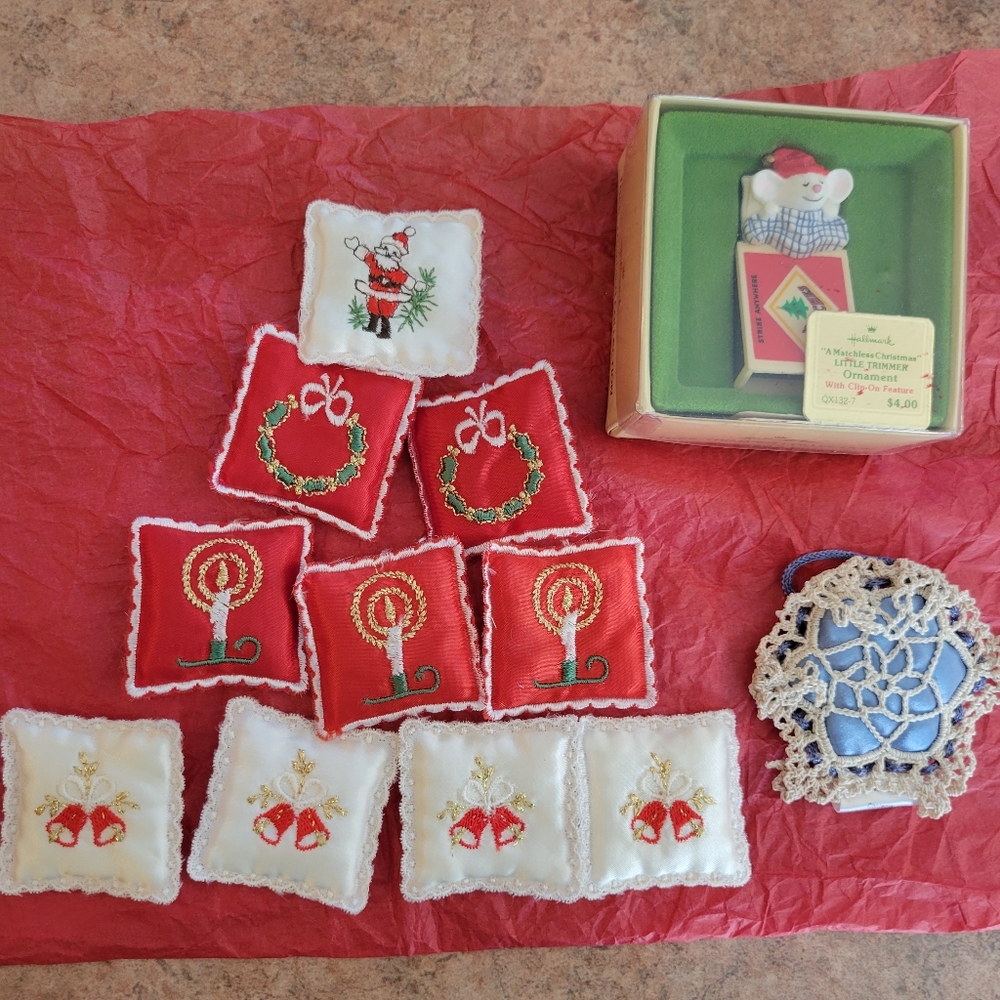 Vintage Hallmark "A Matchless Christmas" Ornament & Mini Sachet Bundle 1970s-80s